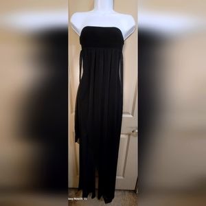 Forever 21 Wide leg jumpsuit with chiffon and beaded waistline. Black. Size S